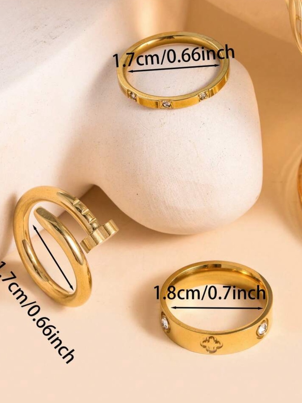 18K Gold-Tone Stacking Rings Set - Picture 4 of 5